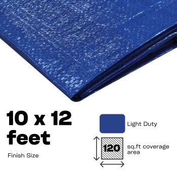 Olympia Tools Light Duty 6 Mil Tarp Cover With Metal Grommets And Reinforced Edges Waterproof Uv Resistant Tarpaulin Blue