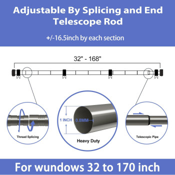 Curtain Rods For Windows 32 To 168 1 Inch Curtain Rod Set Heavy Duty Drapery Rods With Adjustable Curtain Rods Outdoor Curtai