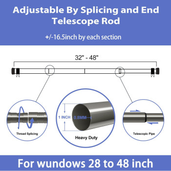 Zeerobee Curtain Rods For Windows 32 To 48 1 Inch Curtain Rod Set Heavy Duty Adjustable Drapery Rods Modern Indooroutdoor Cu