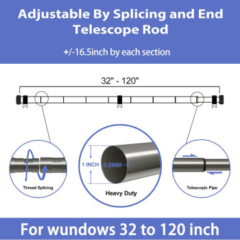 Curtain Rods For Windows 66 To 120 1 Inch Curtain Rod Set Heavy Duty Drapery Rods With Adjustable Curtain Rods Outdoor Curtai