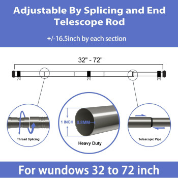 Zeerobee Curtain Rods For Windows 32 To 72 1 Inch Curtain Rod Set Heavy Duty Adjustable Drapery Rods Modern Indooroutdoor Cu