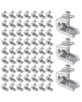 Hicarer 100 Pcs 14 X 20 Beam Clamp Steel Screw In Hooks For Flanges Strong Threaded Rod Wire Ring With Harden Point Screws