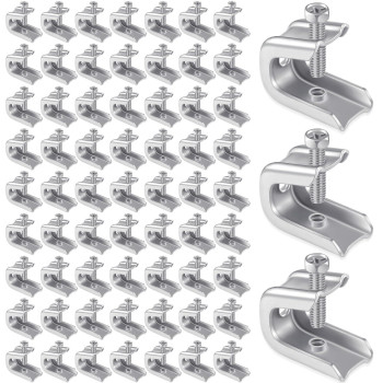 Hicarer 100 Pcs 14 X 20 Beam Clamp Steel Screw In Hooks For Flanges Strong Threaded Rod Wire Ring With Harden Point Screws