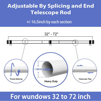 Zeerobee Curtain Rods For Windows 32 To 72 1 Inch Curtain Rod Set Heavy Duty Adjustable Drapery Rods Modern Indooroutdoor Cu