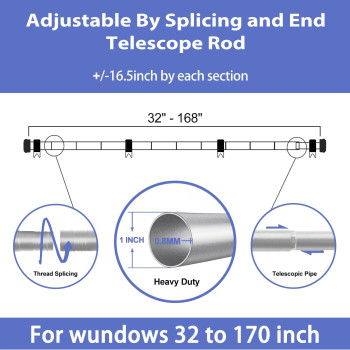 Curtain Rods For Windows 32 To 168 1 Inch Curtain Rod Set Heavy Duty Drapery Rods With Adjustable Curtain Rods Outdoor Curtai