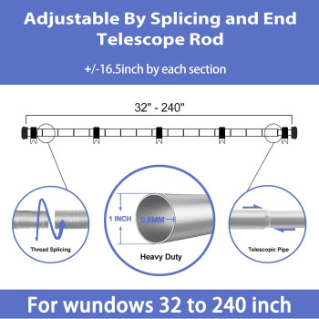 Curtain Rods For Windows 32 To 240 1 Inch Curtain Rod Set Heavy Duty Adjustable Curtain Rods Indooroutdoor Curtain Rod For B