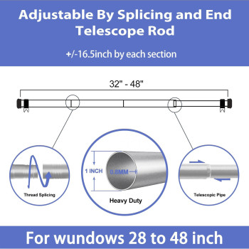 Zeerobee Curtain Rods For Windows 32 To 48 1 Inch Curtain Rod Set Heavy Duty Adjustable Drapery Rods Modern Indooroutdoor Cu