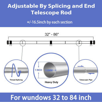 Zeerobee Curtain Rods For Windows 48 To 84 1 Inch Curtain Rod Set Heavy Duty Adjustable Drapery Rods Modern Indooroutdoor Cu