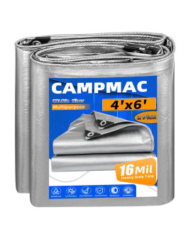 Heavy Duty Tarp 4 X 6 2 Pack 16 Mil Small Waterproof Tarps High Durability Uv Resistant Tear Resistant With Grommets Every