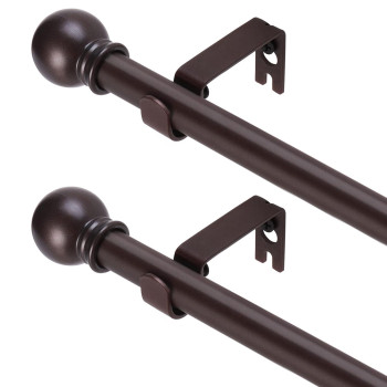 Gxoackj 2 Pack Brown Curtain Rods For Windows 32 To 48 Inch 58 Inch Decorative Curtain Rod Set Splicing Heavy Duty Metal Curt