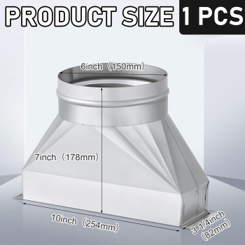 Tandefio 314 X 10 X 6 6 Diameter Galvanized Transition Galvanized Round Transition Rectangular To Round Duct For Conn