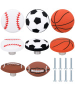 Menkxi 8 Pcs Sports Ball Dresser Knobs For Kids Baseball Basketball Dresser Drawer Knobs For Boys Football Soccer Dresser Knobs