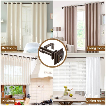 Kamanina Bronze Curtain Rods For Windows 72 To 144 Inch612Ft Heavy Duty Long 1 Inch Curtain Rod 32 To 144 Inches Decorative