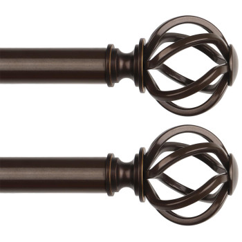 2 Pack Bronze Curtain Rods For Windows 48 To 84 Inch Usfook 78 Inch Telescoping Splicing Drapery Rods With Twisted Cage Finial