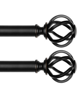 2 Pack Curtain Rods For Windows 48 To 84 Inch Usfook 78 Inch Telescoping Splicing Black Drapery Rods With Twisted Cage Finials