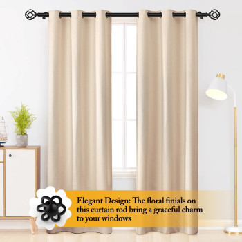 2 Pack Curtain Rods For Windows 48 To 84 Inch Usfook 78 Inch Telescoping Splicing Black Drapery Rods With Twisted Cage Finials