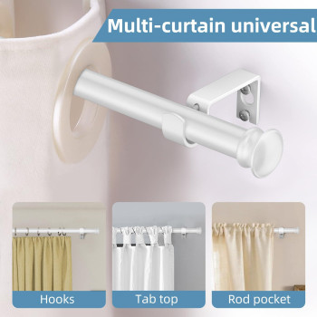 Corklatta White Curtain Rods For Windows 30 To 60 Inches With Brackets Decorative 58 Inch Diameter Window Curtain Rods For Bedr