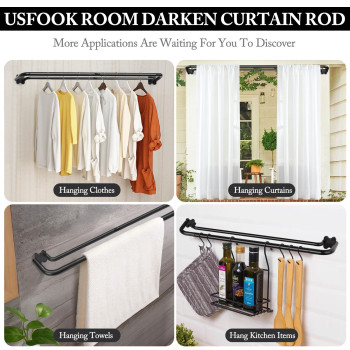 Black Double Curtain Rods Usfook Blackout Wrap Around Curtain Rods For Windows 48 To 84 Inch 68 Inch Room Darkening Curtain R