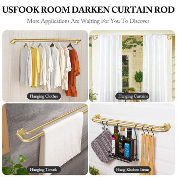 Gold Double Curtain Rods Usfook Blackout Wrap Around Curtain Rods For Windows 66 To 120 Inch 68 Inch Room Darkening Curtain R