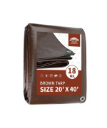 Raindeway 20X40 Feet Super Heavy Duty 18 Mil Brown Poly Tarp Cover Uv Resistant Weatherproof Multipurpose Waterproof Poly Tar