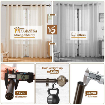 Kamanina 1 Inch Curtain Rods For Windows 66 To 120 Inches Bronze Heavy Duty Curtain Rods 32 To 115 2696Ft Adjustable Long