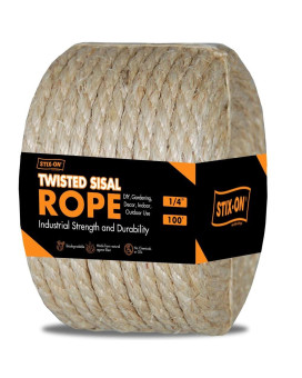 Stixon Twisted Sisal Rope 100 X 14 Sisal Twine Multipurpose Rope For Cat Scratcher Diy Projects Gardening Arts Cra