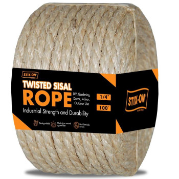 Stixon Twisted Sisal Rope 100 X 14 Sisal Twine Multipurpose Rope For Cat Scratcher Diy Projects Gardening Arts Cra