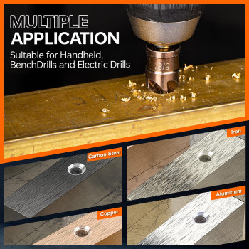 Countersink Drill Bit Set M35 Cobalt Hss Countersink Drill Bits 6 Pieces 14 Inch Quick Change Hex Shank For Metal Wood Stain