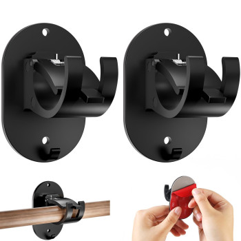 2 Pcs No Drill Curtain Rod Brackets Curtain Rods No Drilling Self Adhesive Curtain Rod Holder Hooks Nail Free Adjustable Curta