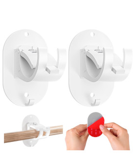 2 Pcs No Drill Curtain Rod Brackets Self Adhesive Curtain Rod Holders Curtain Rods No Drilling Hooks Adjustable Drillless Curt