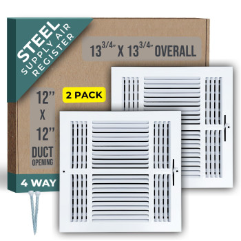 2 Pack Fits 12X12 Duct Opening 4 Way Steel Air Supply Diffuser By Handua Register Vent Cover Grill For Sidewall And Ceiling