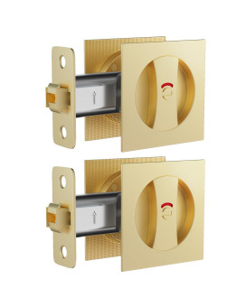 Goldenwarm Bedbath Pocket Door Lock With Color Indicators 2 Pack Gold Contemporary Privacy Square Pocket Door Hardware238