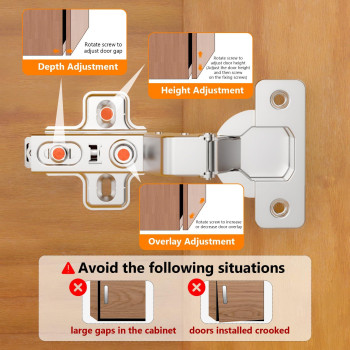 Amerdeco 10 Pack Full Overlay Soft Close Cabinet Hinges Silent Hydraulic Heavyduty Frameless European Concealed Hinges For Kit