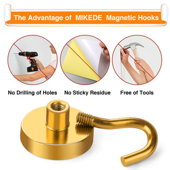 Mikede Magnetic Hooks Heavy Duty 25Lbs Neodymium Magnets With Hooks For Refrigerator 10Pcs Strong Cruise Hooks For Hanging Ma