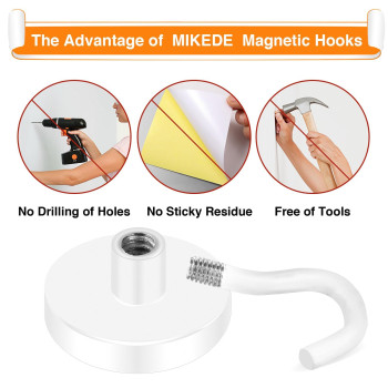 Mikede Magnetic Hooks 25Lbs Neodymium Magnets With Hooks For Refrigerator 10Pcs Strong Cruise Hooks Heavy Duty For Hanging Ma