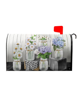 White Daisy And Purple Floral Mailbox Covers Magnetic Standard Size 18 X 21 Spring Rustic Mailbox Wraps Post Letter Box Cove