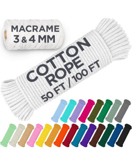 Teceum Cotton Rope 316 5 Mm 50 Ft Strong Allpurpose Braided Rope Natural Cotton For Crafting Amping Clothes Li