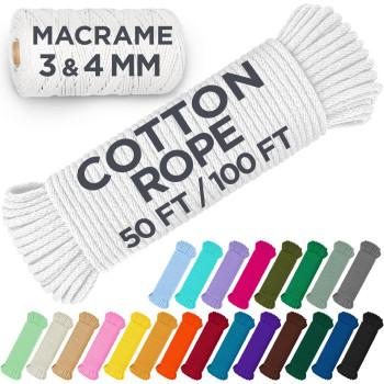 Teceum Cotton Rope 316 5 Mm 50 Ft Strong Allpurpose Braided Rope Natural Cotton For Crafting Amping Clothes Li