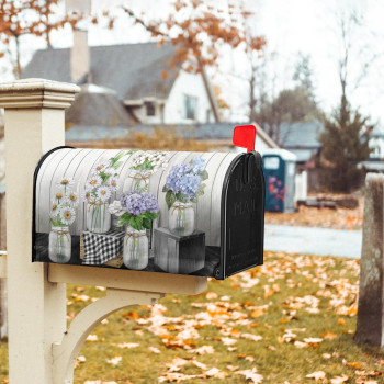 White Daisy And Purple Floral Mailbox Covers Magnetic Standard Size 255 X 21 Spring Rustic Mailbox Wraps Post Letter Box Co