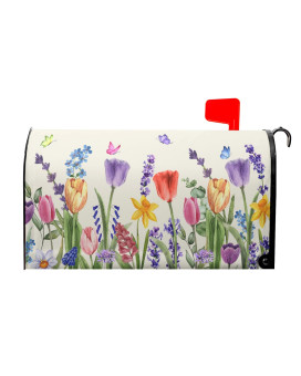 Spring Colorful Flowers Mailbox Covers Magnetic Standard Size 18 X 21 Watercolor Butterfly And Flowers Summer Mailbox Wraps