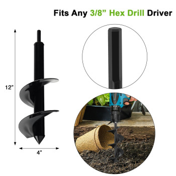 4 X 12 Inch Auger Drill Bit For Planting Garden Auger Spiral Drill Bit Rapid Bulb Planter Drill Auger For Planting Bulb Flower