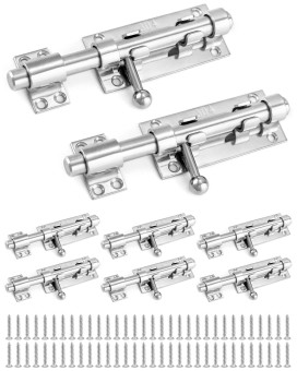 Qwork Sliding Bolt Gate Latch 8 Pack 63 Heavy Duty 304 Stainless Steel Safety Barrel Bolt Door Latches With Padlock Hole And