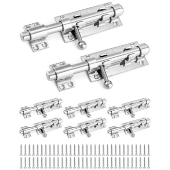 Qwork Sliding Bolt Gate Latch 8 Pack 63 Heavy Duty 304 Stainless Steel Safety Barrel Bolt Door Latches With Padlock Hole And