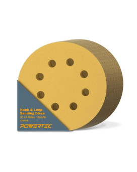 Powertec 44012G50Case20 5 8 Hole Hook And Loop Sanding Discs 120 Grit Sandpaper For Random Orbital Sanders Air Sander Pn