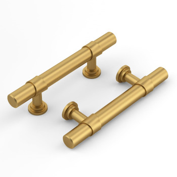 Haliwu Gold Cabinet Pulls 6 Pack 3 Inch Hole Spacing Gold Cabinet Handles Brushed Brass Cabinet Handles Gold Dresser Pulls Dra