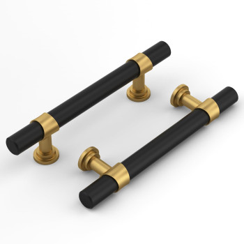 Haliwu Black And Gold Cabinet Pulls 15 Pack 4 Inch Hole Spacing Gold Cabinet Handles Matte Black Cabinet Handles Dresser Pulls