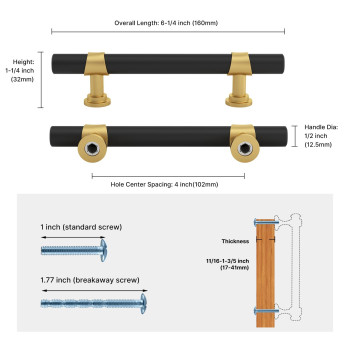 Haliwu Black And Gold Cabinet Pulls 15 Pack 4 Inch Hole Spacing Gold Cabinet Handles Matte Black Cabinet Handles Dresser Pulls