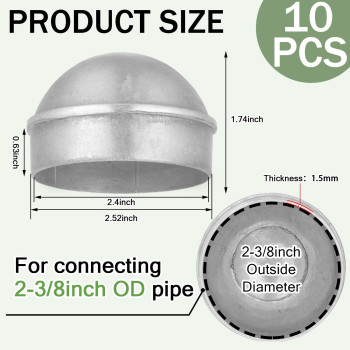 Yaocom 10 Pcs Chain Link Fence Post Cap Round Dome External Post Caps Aluminum Chain Link Caps Only Use For Outside Diameter Pos