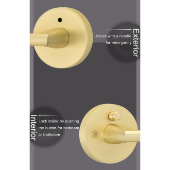 Goldenwarm Bruhsed Gold Door Handles 6 Pack Privacy Brass Door Handle Gold Door Handles Interior Gold Brushed Door Handle In