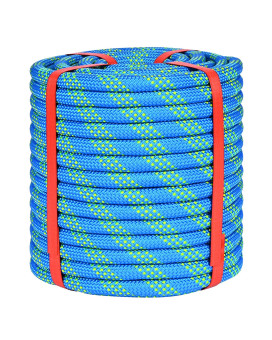 12 Inch Climbing Rope 100 Ft Blue 48 Strands Tree Climbing 12In Arborist Rope Rappelling Rope Static Nylon Polyester Braided